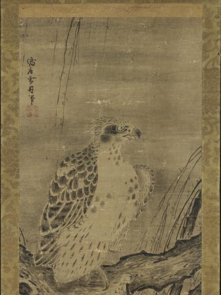 日本雪舟畫鷹　軸