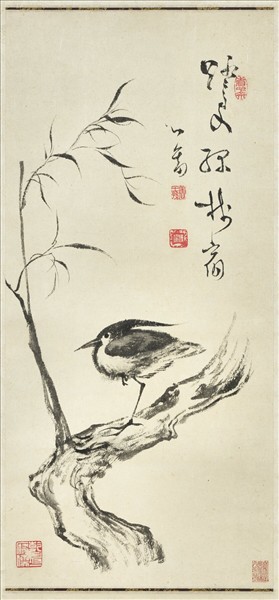 民國溥儒禽柳圖　軸