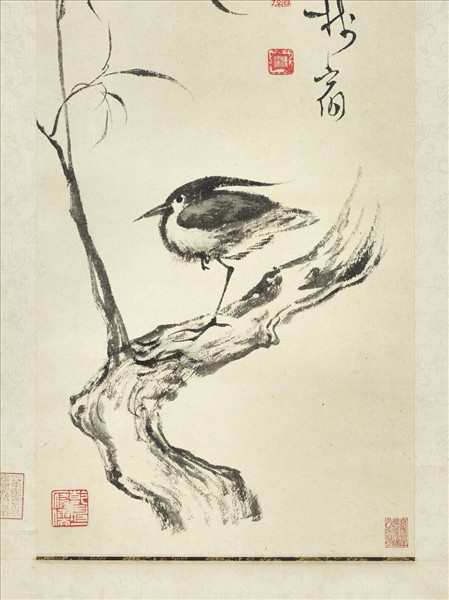 民國溥儒禽柳圖　軸