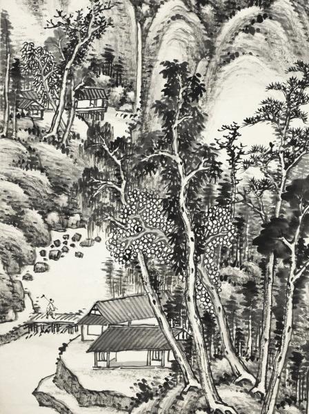 民國吳徵澗底水寒　軸