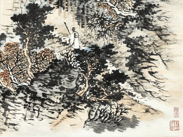 民國蕭愻秋徑獨行　軸