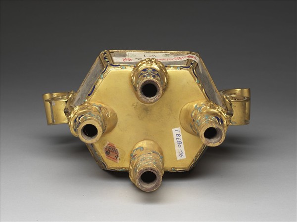 銅鍍金嵌玉及填料爐(五供)