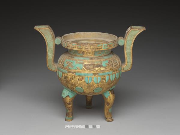 銅鍍金嵌綠松石爐（五供）