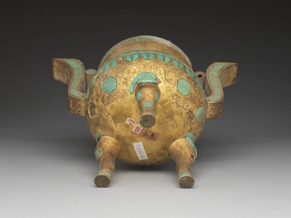 銅鍍金嵌綠松石爐（五供）