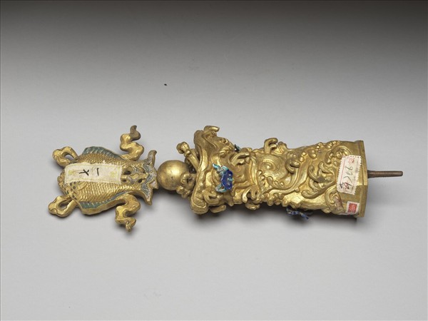 銅鍍金嵌料石八寶（魚寶）