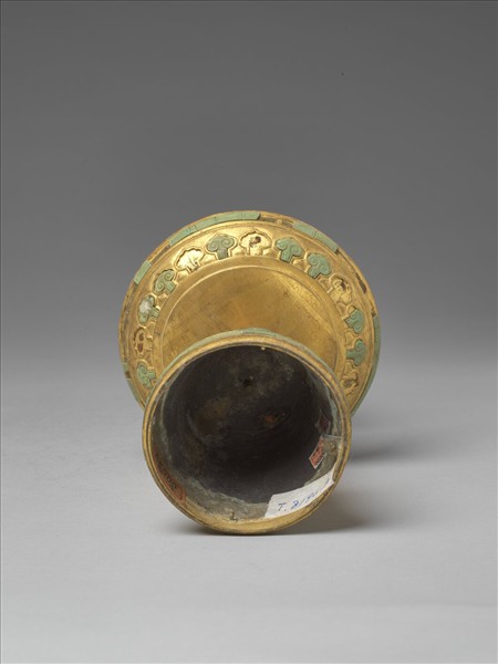 銅鍍金嵌綠松石燭台（五供）