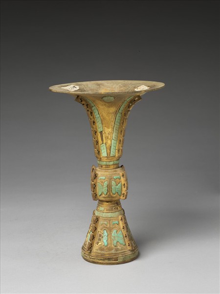 銅鍍金嵌綠松石觚（五供）