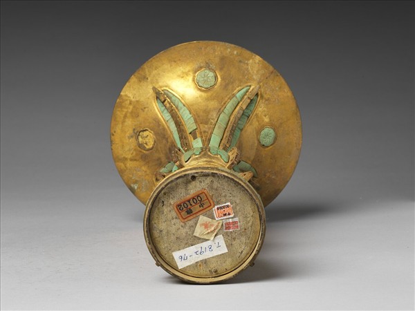 銅鍍金嵌綠松石觚（五供）