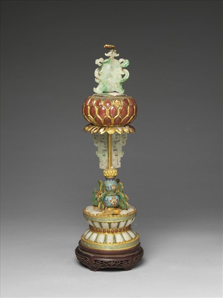 銅鍍金嵌玉及料石八寶（寶傘）