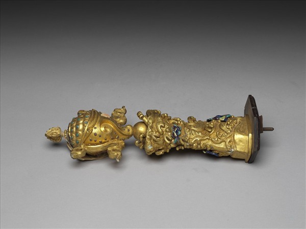 銅鍍金嵌料石八寶（法螺）