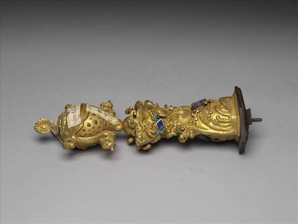 銅鍍金嵌料石八寶（法螺）