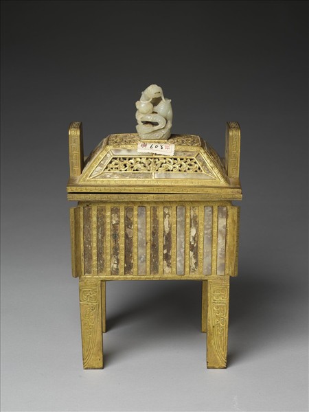 銅鍍金嵌玉爐（五供）