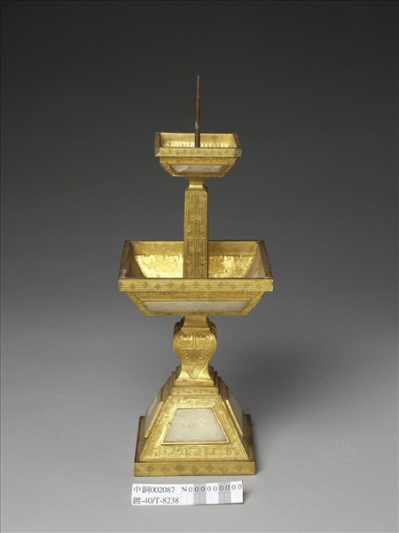 銅鍍金嵌玉燭台（五供）