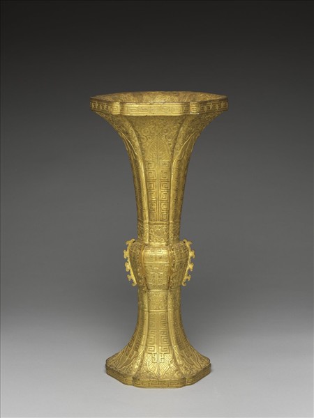 銅鍍金五供-花瓶（一對）