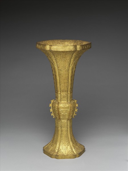 銅鍍金五供-花瓶（一對）