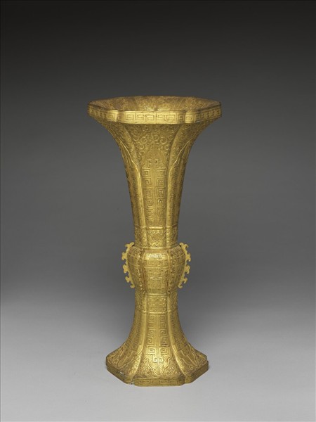 銅鍍金五供-花瓶（一對）