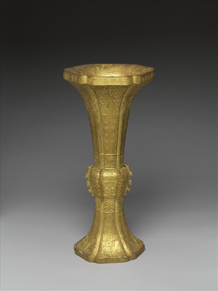 銅鍍金五供-花瓶（一對）