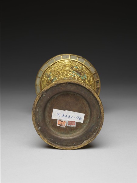 銅鍍金嵌綠松石觚（五供）