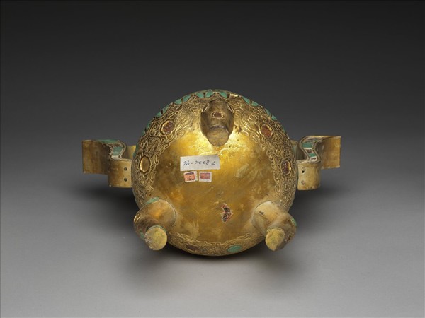 銅鍍金嵌綠松石爐（五供）