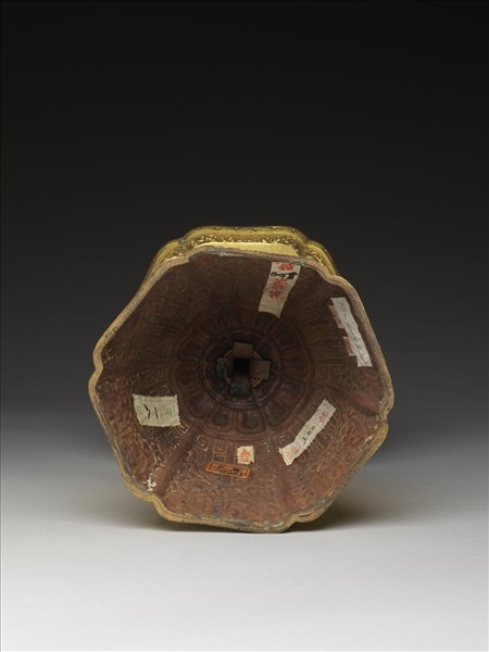 銅鍍金五供-燭台（一對）