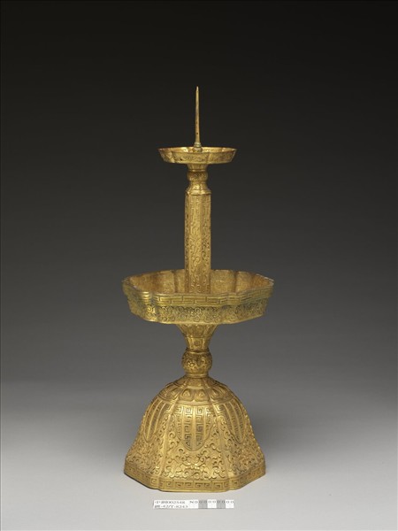 銅鍍金五供-燭台（一對）