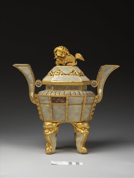 銅鍍金嵌料及填琺瑯五供-香爐