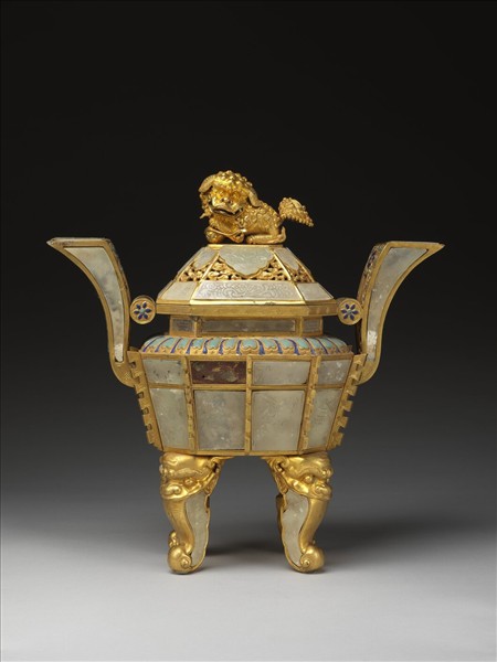 銅鍍金嵌料及填琺瑯五供-香爐