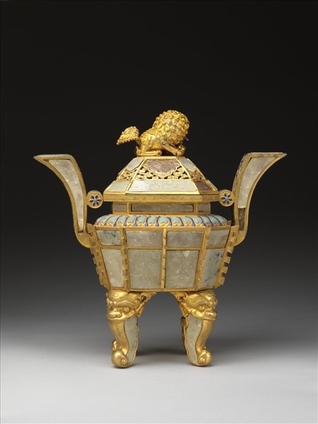 銅鍍金嵌料及填琺瑯五供-香爐