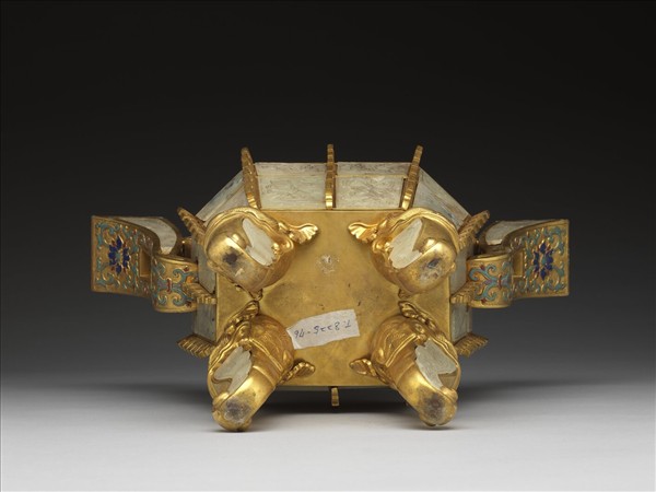 銅鍍金嵌料及填琺瑯五供-香爐