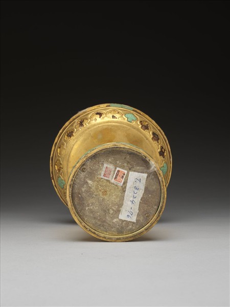 銅鍍金嵌綠松石燭台（五供）