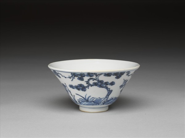 青花歲寒三友圖杯