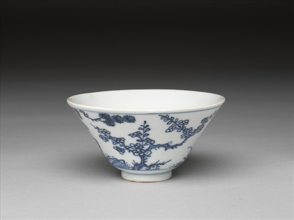 青花歲寒三友圖杯