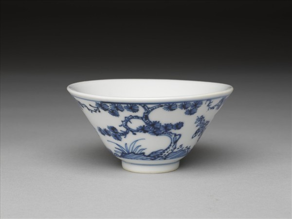 青花歲寒三友圖杯