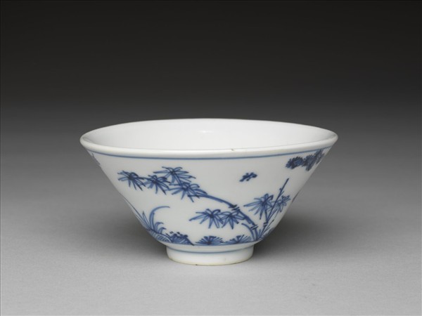 青花歲寒三友圖杯