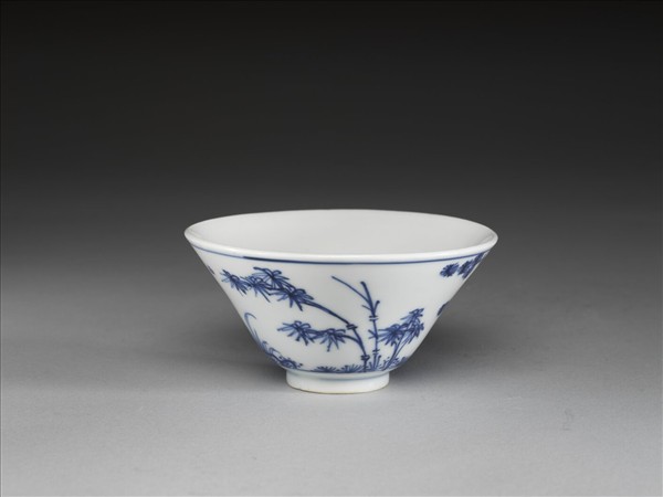 青花歲寒三友圖杯