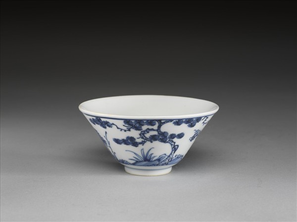 青花歲寒三友圖杯