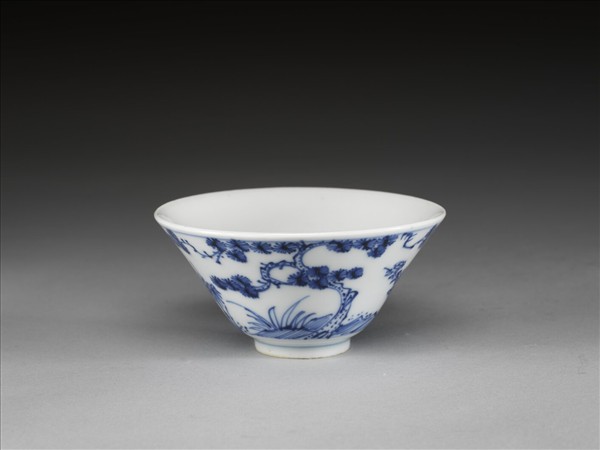 青花歲寒三友圖杯