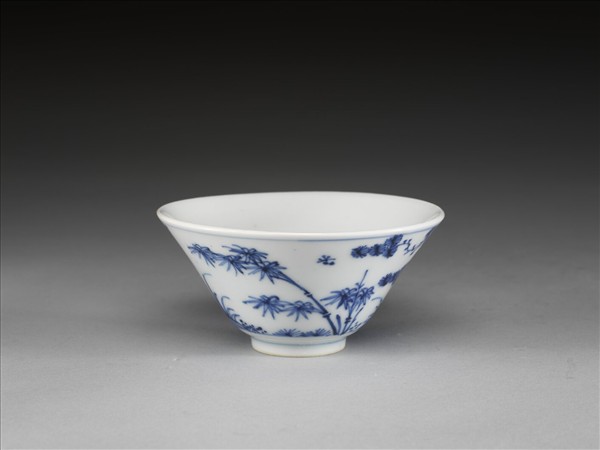 青花歲寒三友圖杯