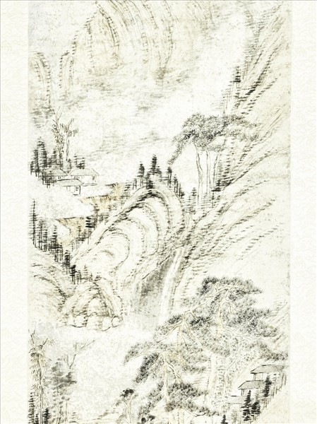 清湯貽汾山水　軸