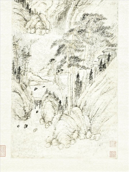 清湯貽汾山水　軸