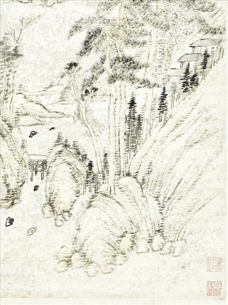 清湯貽汾山水　軸