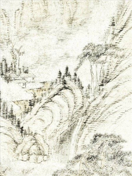 清湯貽汾山水　軸