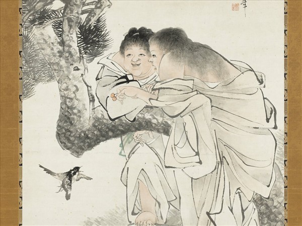 清任頤和合雙仙　軸