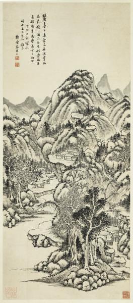 清秦祖永山水　軸