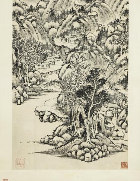 清秦祖永山水　軸