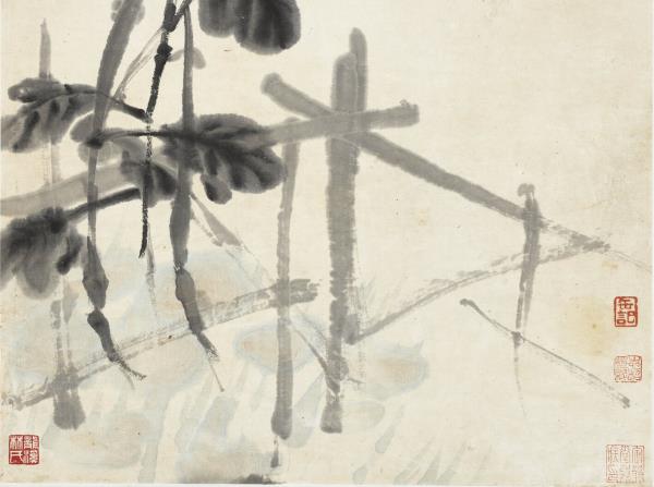 清吳昌碩墨菊　軸