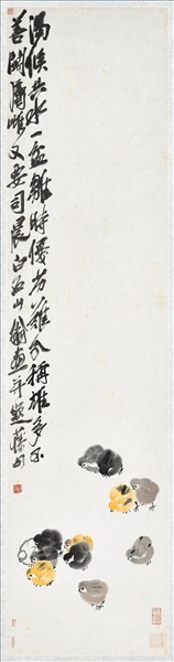 民國齊白石群雛　軸