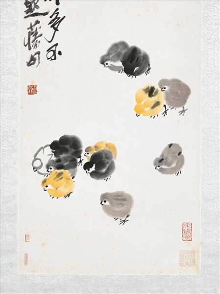 民國齊白石群雛　軸