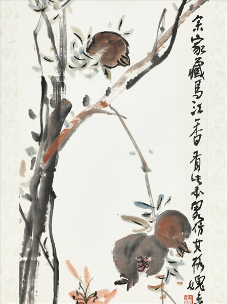 民國陳衡恪石榴萱花　軸