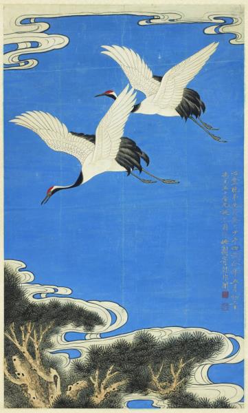 民國于非闇雙鶴　軸